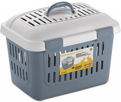 Переноска Stefanplast Midi Gulliver 45х33х33 см (белый/сине-стальной) 