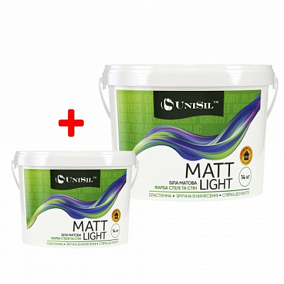Фарба інтер'єрна акрилова водоемульсійна UniSil Matt Light мат білий 14 кг + 3,5 кг