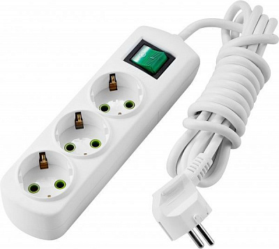 Удлинитель Lezard с заземлением 3 гн. белый 3 м 721-0303-302 