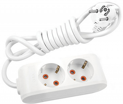 Удлинитель 16 А 230 В с заземлением 2 гн. белый 5 м 90114205 