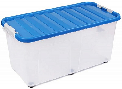 Ящик для хранения полипропиленовый Heidrun 1617_синій ClipBOX 100 л 400x400x800 мм