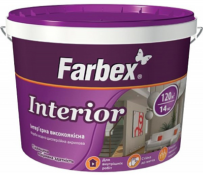 Фарба акрилова Farbex Interior база С мат база під тонування 6кг