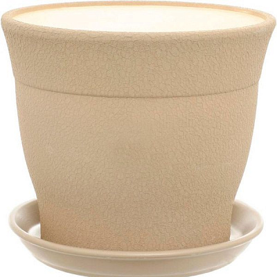 Горщик керамічний Оріана-Запоріжкераміка Флоріс №3 шовк капучіно круглий 3,5л капучино (054-3-042)