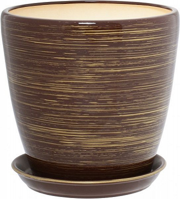 Горшок керамический Ориана-Запорожкерамика Грация №1 глянец шоколадный-золотой круглый 10л темный шоколад/золотой (056-1-064) 