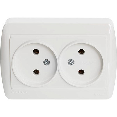 Розетка двойная без заземления Lezard Demet 16 А 250 В без шторок белый 711-0200-128
