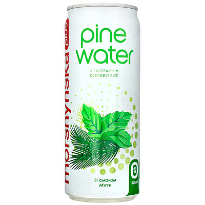 Вода мінеральна Моршинська Pine Water зі смаком м'яти слабогазована 0,33 л (4820017001762)