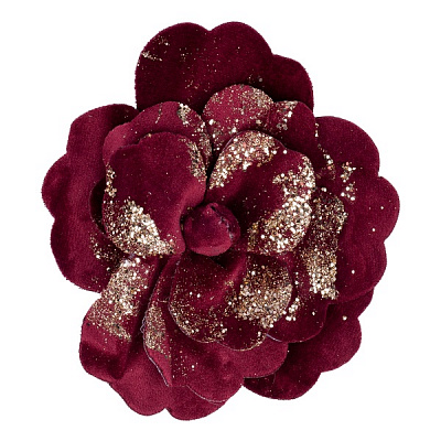 Квітка декоративна YES! Fun Троянда різдвяна темно-червона 12 см 973597