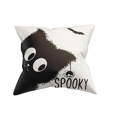Подушка декоративна Halloween cat 45x45 см білий із чорним La Nuit