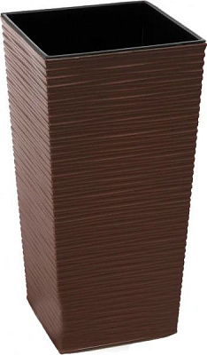 Горшок пластиковый Lamela Финезия 300 с вкладом долото-мокко квадратный 19,5л мокко 