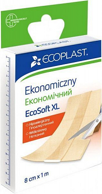 Лейкопластырь ECOPLAST экономичный EcoSoft XL 8 см 1 м нестерильные