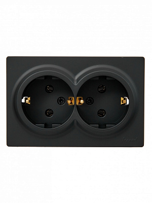 Розетка двойная бытовая с заземлением Lezard LETO IP20 антрацит 752-4200-127B