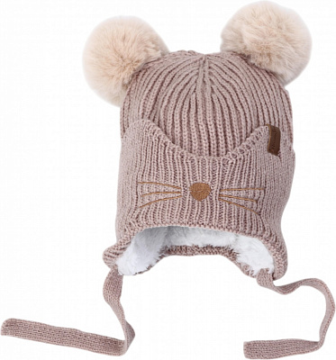 Шапка HW детская с веревочками р.46-48 бежевый
