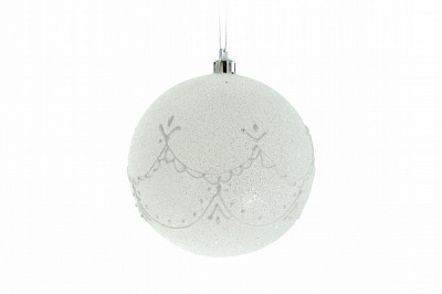 Шар новогодний Завитки 5158 белый