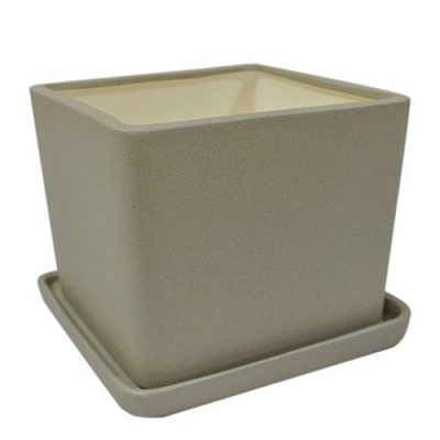 Горщик керамічний Оріана-Запоріжкераміка Квадрат №3 крошка квадратний 2л капучино