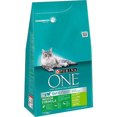 Корм Purina One Indoor Formula с индейкой и злаками 1,5 кг