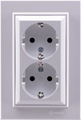 Розетка двойная двойная с заземлением Makel Karea IP20 жемчуг 56100082