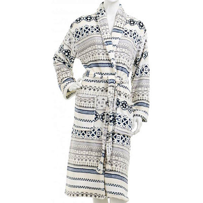 Халат женский La Nuit Орнамент M бежевый с синим