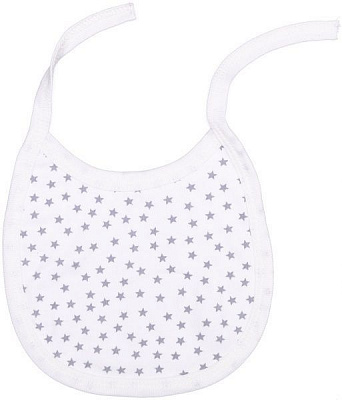 Нагрудник детский Bambinelli серая звездочка от 3 до 6 месяцев белый с рисунком 