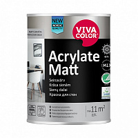 Краска интерьерная акрилатная Vivacolor Acrylate Matt Износостойкая A шелковистый мат белый 0,9л 