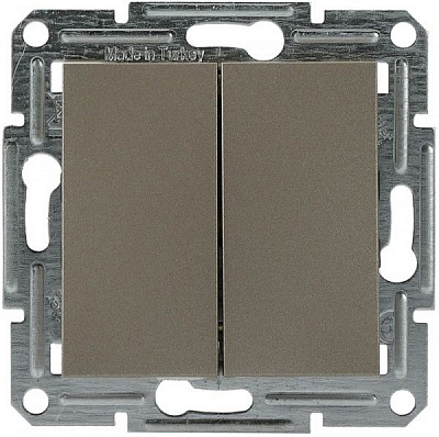 Переключатель проходной двухклавишный Schneider Electric Asfora 10 А 250В IP20 бронзовый EPH0600169