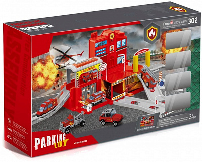 Игровой набор Shantou Паркинг пожарная станция 4 машинки 48.5x29x7,5 см HJP1133715