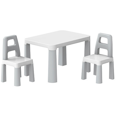 Набор ТехноК Детский стол с двумя стульями 0150 бело-серый