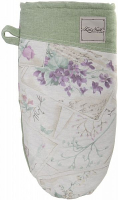 Прихватка-рукавиця Квіточки малинові 15x29 см зелений La Nuit