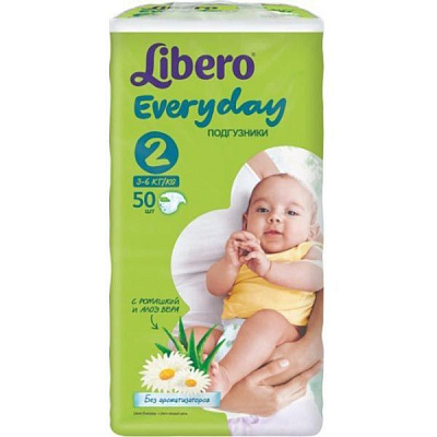 Подгузники Libero Everyday Natural Mini 3-6 кг 50 шт