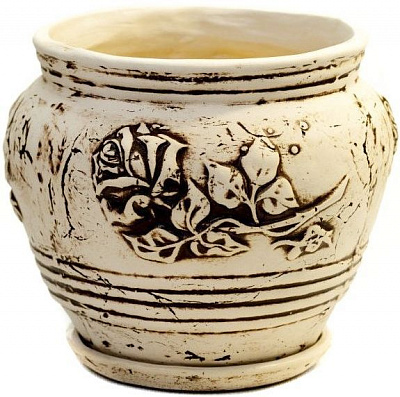 Горщик керамічний Троянда круглий 9,5л бежевий