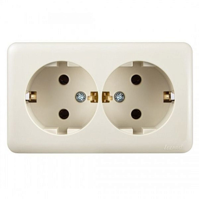 Розетка двойная с заземлением Lezard Viola без шторок без крышки кремовый 751-0300-127В