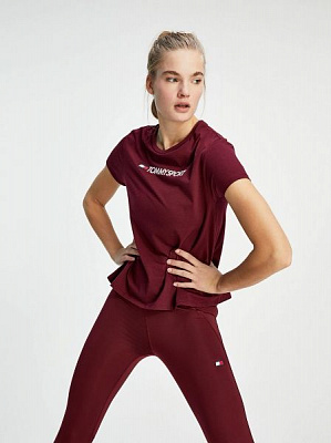 Футболка Tommy Hilfiger Бавовна MIX CHEST LOGO TOP S10S100445-VLP S бордовий