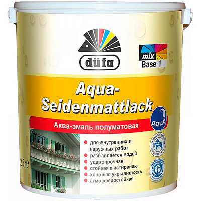 Акваэмаль Dufa Aqua-Seidenmattlack белый шелковистый мат 2,5л