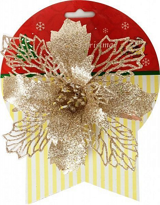 Декорація новорічна Shunda Квітка пуансетія 15 см