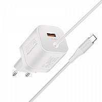 Сетевое зарядное устройство Promate PowerPort-PDQC3 33 Вт USB-A порт + USB-C кабель 