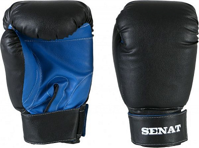 Боксерские перчатки SENAT 12oz черный с синим