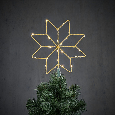 Верхівка світлодіодна Сніжинка 21,5 см 28 LED на прищіпці теплий білий комбінована золотий