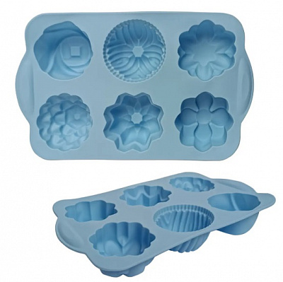 Форма силиконовая Gusto на 6 шт, цветы ассорти, 26х16х3, 5 см