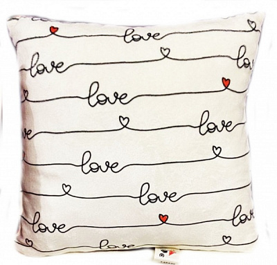 Подушка декоративная Love 28x28 см слоновая кость Анна 
