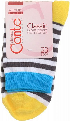 Шкарпетки Conte 7С-22СП CLASSIC р. 23 білий із сірими вставками
