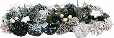 Декорация новогодняя Подсвечник на 3 свечи с декором 38 см E581451A 