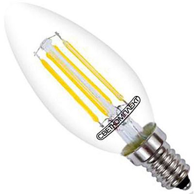 Лампа светодиодная Светкомплект FIL VII C35 4 Вт E14 4500 К 220 В прозрачная 