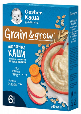 Каша молочная Gerber от 6 месяцев овсяно-пшеничная яблоко-морковь 240 г 