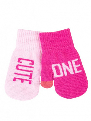 Варежки YO! р.14 /светло-розовый/розовый 