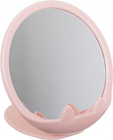 Зеркало косметическое с ручкой 18х11х11,8 см розовое