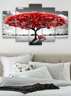 Картина модульная Картина модульна 5 частин Червоне дерево МК 50221 125x80 см ЕО229 