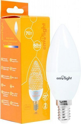 Лампа светодиодная Emilight 7 Вт C37 матовая E14 220 В 2700 К 