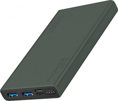 Зовнішній акумулятор (Powerbank) Promate Bolt-10 10Вт 2xUSB 10000 mAh green (bolt-10.midnightgreen)