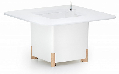 Горщик пластиковий Mondum Медітеранео 40x45x36 см (ніжки коричневі/срібні) квадратний 36 л білий