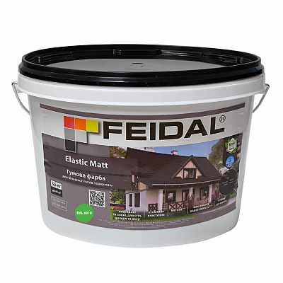 Краска резиновая водоэмульсионная Feidal Elastic Matt Ral 6018 мат зеленый 3,5кг