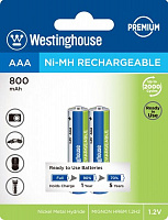 Аккумулятор Westinghouse Ni-Mh 800mAh PREMIUM AAA (R03, 286) 2 шт. (NH-AAA800ARBP2) 